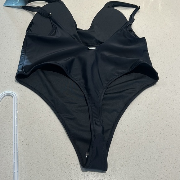 RELLECIGA Black High Cut Low Back One Piece Thong Swimsuit for Women - Picture 12 of 14